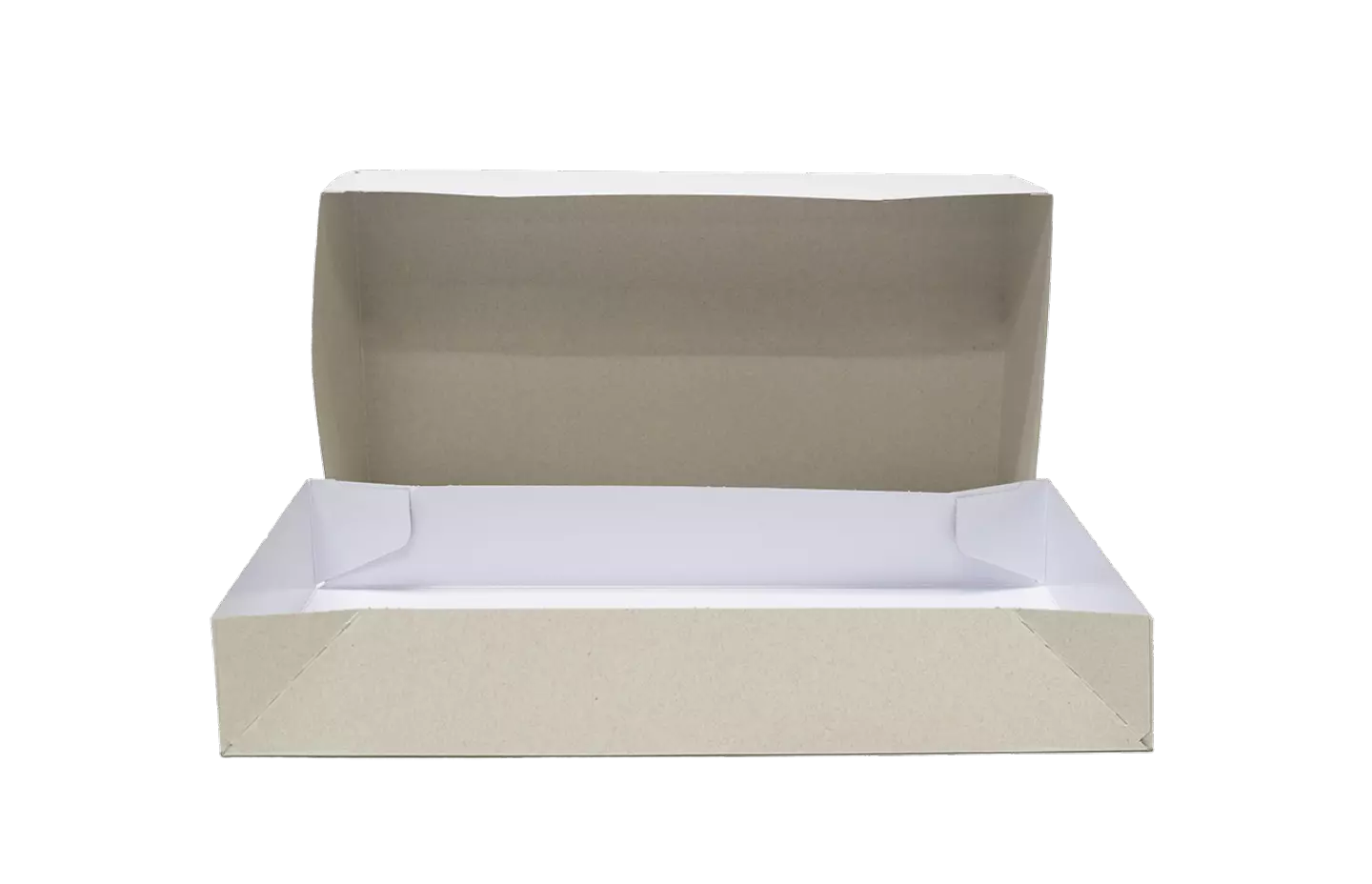 plain white box with its lid open